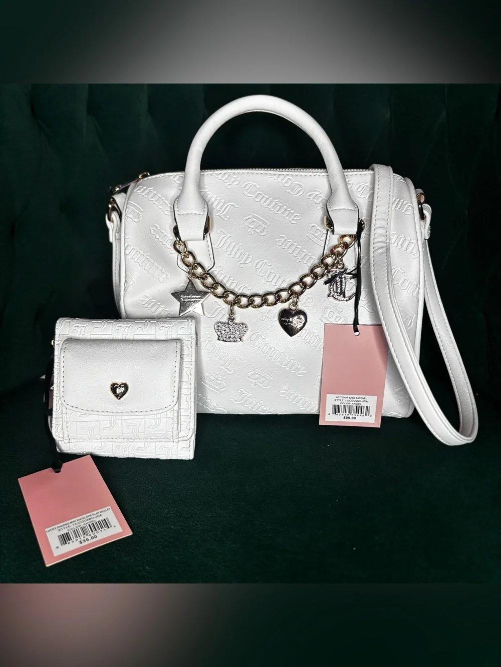 NWT Juicy Couture Angel Embossed Satchel & Matching Wallet Bundle